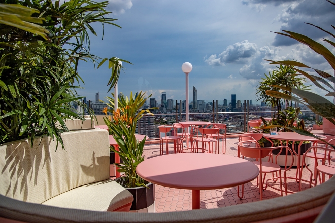 Live out your pastel pink dreams 25 floors above Bangkok for an all out disco affair