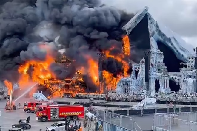 Blaze rips through Tomorrowland main stage, festival says it's "finding solutions"