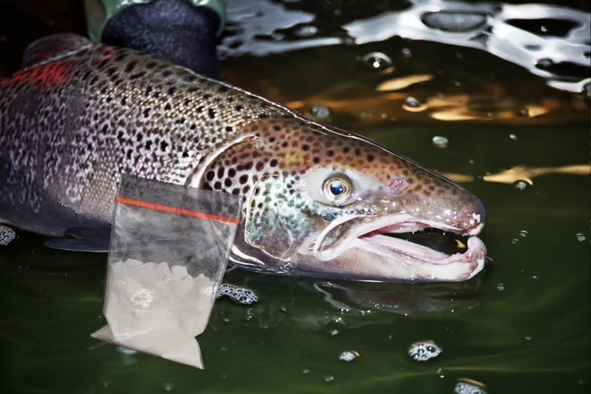 Salmon swim faster and further on cocaine, study finds